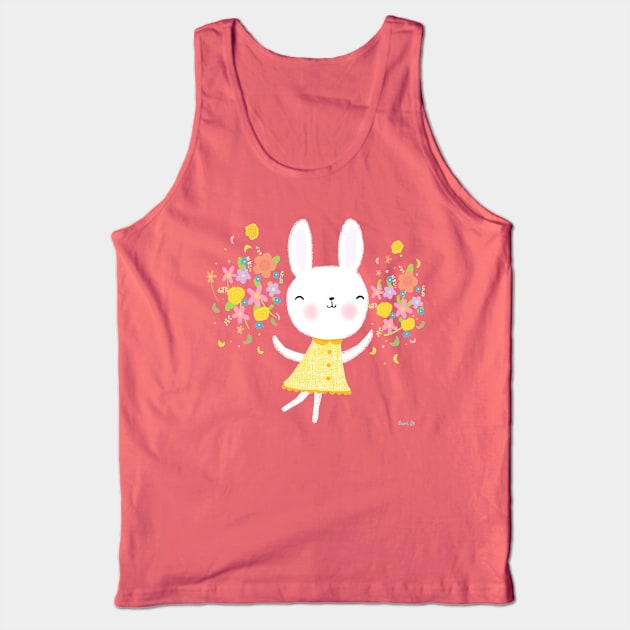 Dancing Bunny With Flowers Tank Top by LittleBunnySunshine